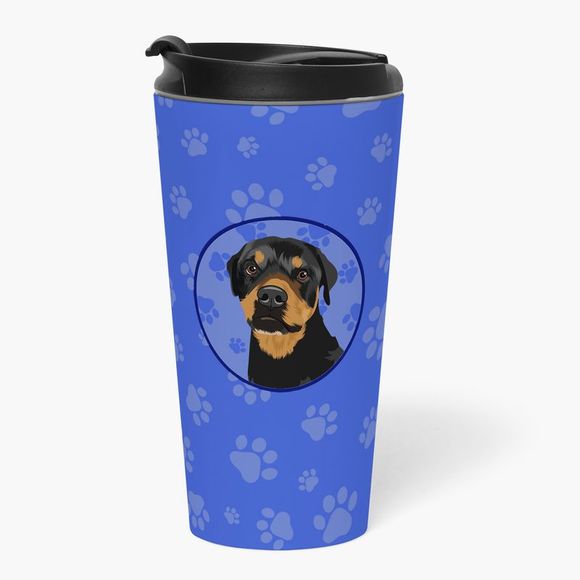 Rottweiler Black and Rust  Stainless Steel 16 oz  Tumbler, Blue - Picture 2 of 4